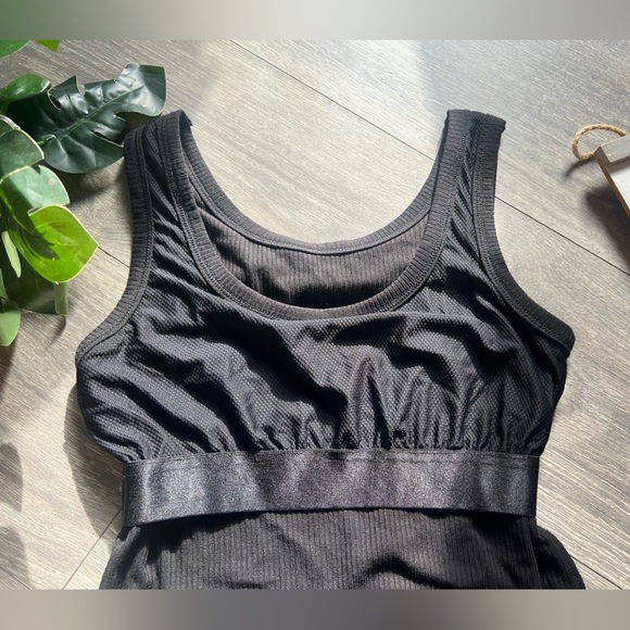 Skivys Femme Black Ribbed Tank Top w Built In Sports Bra Support. Size S - Picture 7 of 12